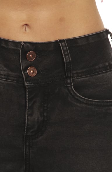 JEANS MUJER TIRO ALTO RECTO  PRETINA ALTA DOS BOTONES - 3