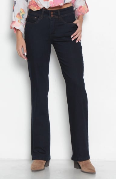 JEANS MUJER RECTO TIRO ALTO PUSH IN PUSH UP PRETINA MEDIA 2 BOTONES - 1