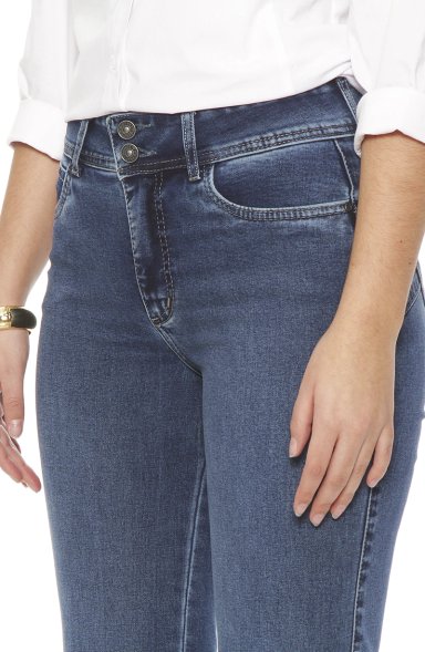 JEANS MUJER 2 BOTONES PUSH UP  SLIM TIRO ALTO PRETINA - 2