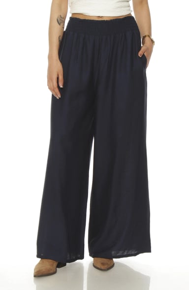 PANTALON WIDE LEG TIRO ALTO PRETINA ANCHA ELASTICADA - 1
