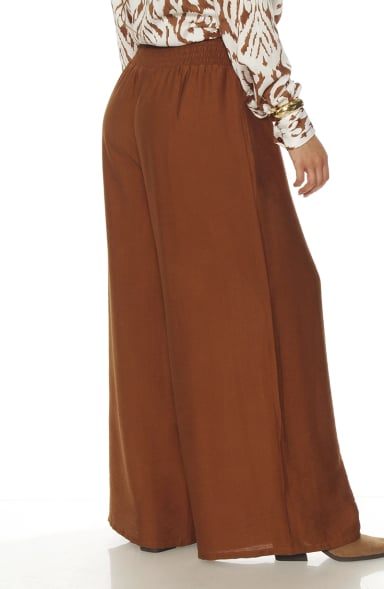 PANTALON WIDE LEG TIRO ALTO PRETINA ANCHA ELASTICADA - 5