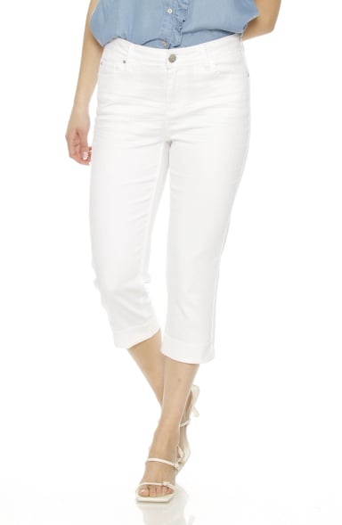 PANTALON CROP CON BASTA ROLL UP PRETINA BASICA UN BOTON - 1