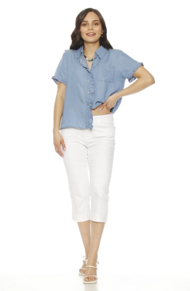 PANTALON CROP CON BASTA ROLL UP PRETINA BASICA UN BOTON - 4