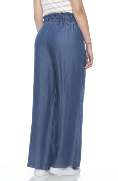 PANTALON LYOCELL WIDE LEG TIRO ALTO PRETINA ELASTICADA - 5