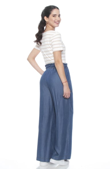 PANTALON LYOCELL WIDE LEG TIRO ALTO PRETINA ELASTICADA - 6