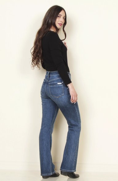 JEANS MUJER RECTO TIRO ALTO PRETINA BASICA 1 BOTON - 6