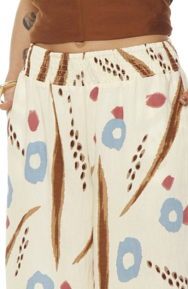 PANTALON WIDE LEG ESTAMPADO TIRO ALTO PRETINA ELASTICADA - 2