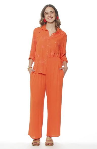 PANTALON WIDE LEG TIRO ALTO PRETINA ELASTICADA - 3