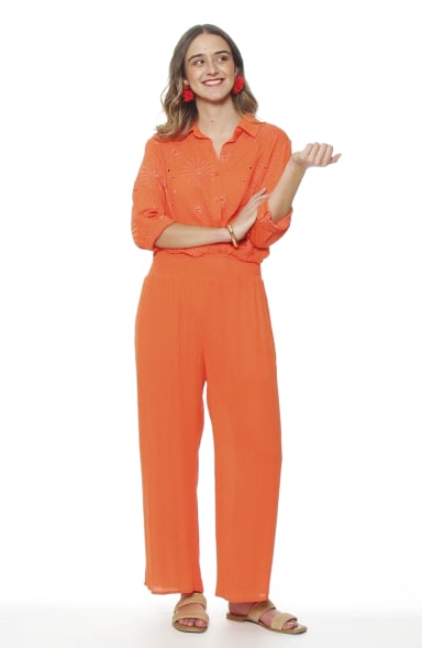 PANTALON WIDE LEG TIRO ALTO PRETINA ELASTICADA - 4