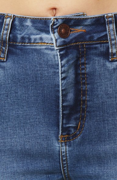 JEANS MUJER  FLARE TIRO ALTO PRETINA BASICA 1 BOTON - 3