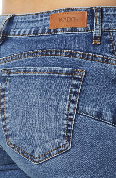 JEANS MUJER  FLARE TIRO ALTO PRETINA BASICA 1 BOTON - 5