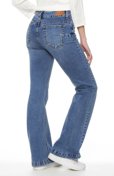 JEANS MUJER  FLARE TIRO ALTO PRETINA BASICA 1 BOTON - 7