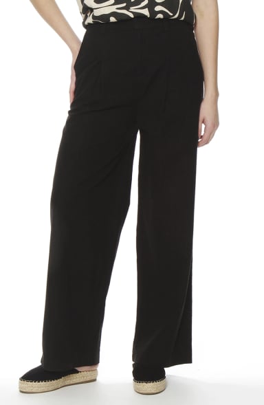 PANTALON WIDE LEG LINO TIRO ALTO PRETINA BASICA - 1