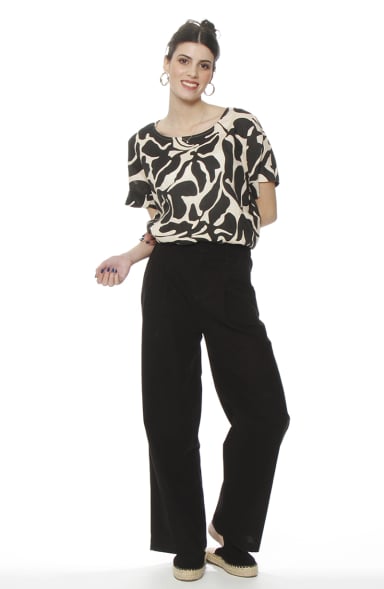 PANTALON WIDE LEG LINO TIRO ALTO PRETINA BASICA - 3