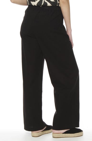 PANTALON WIDE LEG LINO TIRO ALTO PRETINA BASICA - 5
