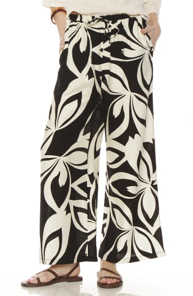 PANTALON ESTAMPADO WIDE LEG TIRO ALTO PRETINA AJUSTADA - 1