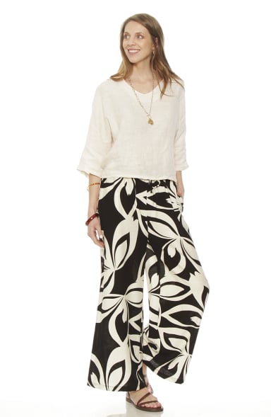 PANTALON ESTAMPADO WIDE LEG TIRO ALTO PRETINA AJUSTADA - 3