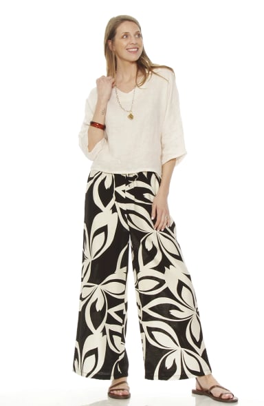 PANTALON ESTAMPADO WIDE LEG TIRO ALTO PRETINA AJUSTADA - 4