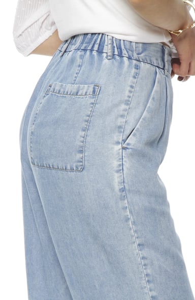 PANTALON TENCEL WIDE LEG TIRO ALTO PRETINA BASICA 1 BOTON - 5