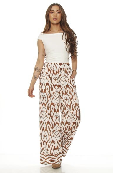 PANTALON WIDE LEG ESTAMPADO TIRO ALTO PRETINA ELASTICADA - 3