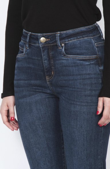 JEANS MUJER RECTO TIRO ALTO PRETINA BASICA 1 BOTON - 2
