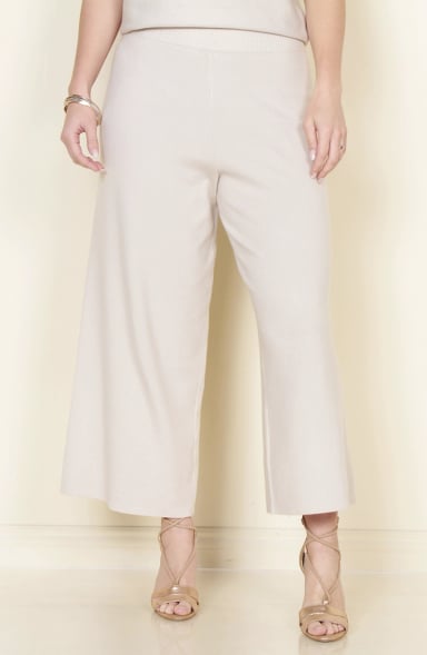 PANTALON TEJIDO WIDE LEG TIRO ALTO PRETINA ELASTICADA - 1