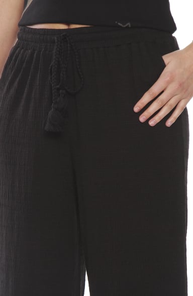 PANTALON WIDE LEG TIRO ALTO PRETINA BASICA ELASTICADA - 2