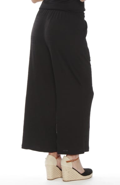 PANTALON WIDE LEG TIRO ALTO PRETINA BASICA ELASTICADA - 5