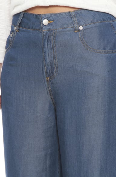 PANTALON LYOCELL WIDE LEG TIRO ALTO PRETINA BASICA 1 BOTON - 2