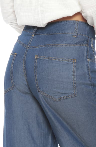 PANTALON LYOCELL WIDE LEG TIRO ALTO PRETINA BASICA 1 BOTON - 5