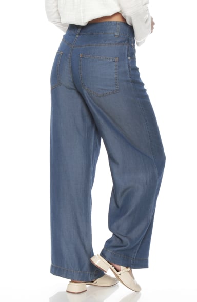 PANTALON LYOCELL WIDE LEG TIRO ALTO PRETINA BASICA 1 BOTON - 6