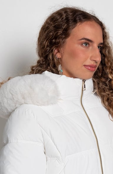 PARKA LARGA MANGA LARGA CAPUCHA PIEL SINTETICA - 2