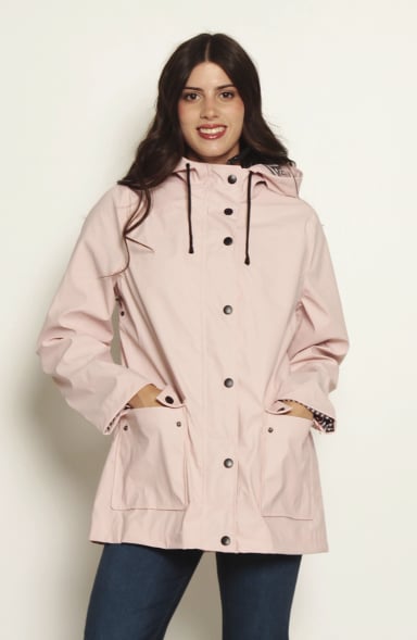 CHAQUETA IMPERMEABLE CON CAPUCHA Y BOLSILLOS - 1