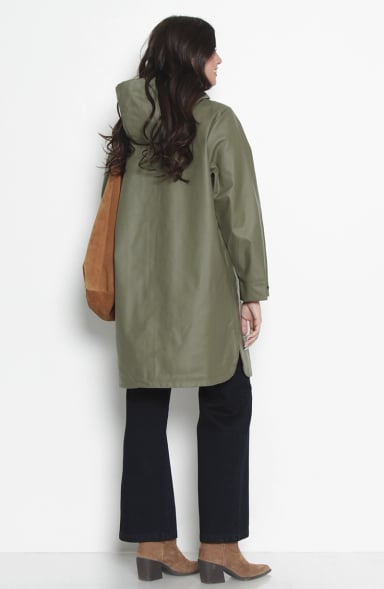 CHAQUETA IMPERMEABLE SOLIDA CON CAPUCHA Y BOLSILLOS - 7