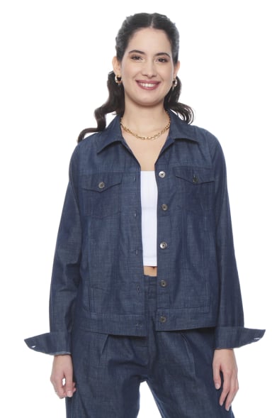 CHAQUETA MANGA LARGA LYOCELL CON BOLSILLO EN DELANTERO - 5