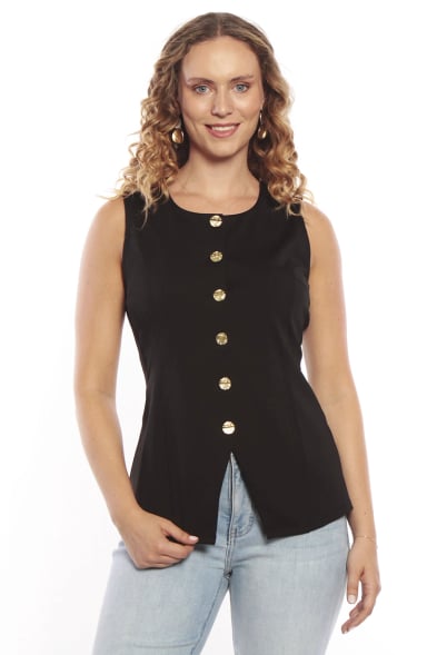VEST ESCOTE REDONDO Y BOTONES DORADO - 1