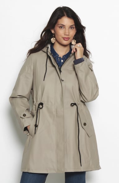 CHAQUETA MANGA LARGA CON CAPUCHA CINTURA AJUSTABLE - 1