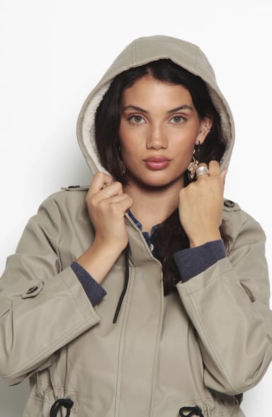 CHAQUETA MANGA LARGA CON CAPUCHA CINTURA AJUSTABLE - 5