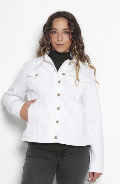 CHAQUETA DENIM CLASICA PRETINA BASICA - 1