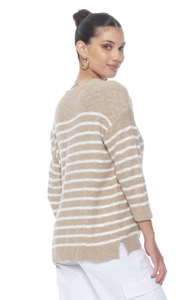 SWEATER MANGA LARGA LISTADO ESCOTE REDONDO - 6