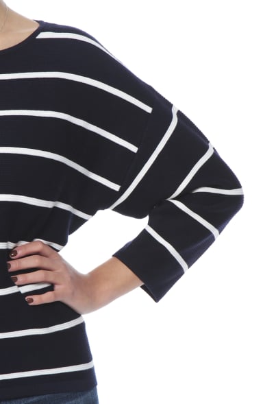 SWEATER MANGA 3/4 LISTADO CUELLO BOTE - 3