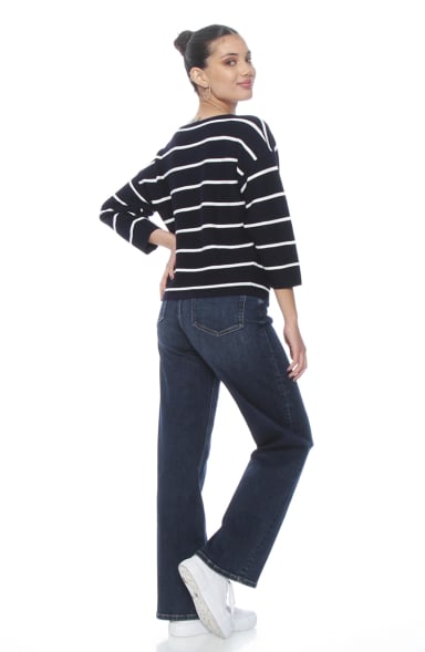 SWEATER MANGA 3/4 LISTADO CUELLO BOTE - 7