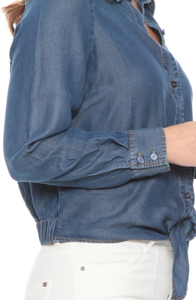 BLUSA LYOCELL MANGA LARGA ABOTONADA EN EL DELANTERO - 2