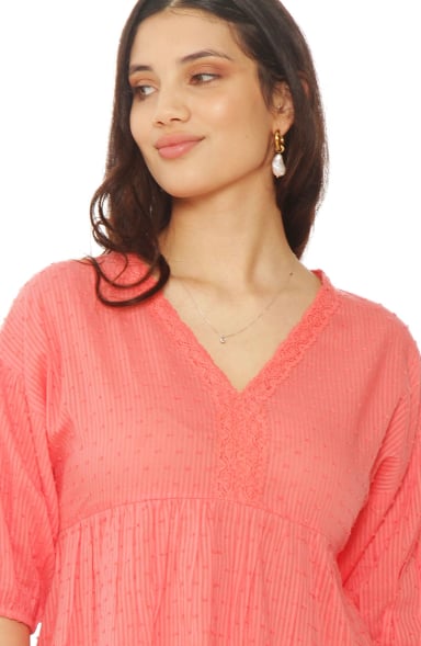 BLUSA MANGA CORTA BRODERY ESCOTE V - 2