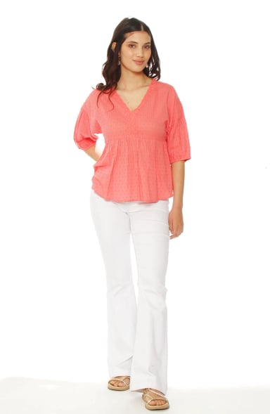 BLUSA MANGA CORTA BRODERY ESCOTE V - 4