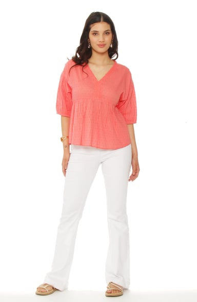 BLUSA MANGA CORTA BRODERY ESCOTE V - 5