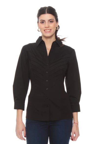 BLUSA MANGA 3/4  CON ALFORZA EN DELANTERO - 1