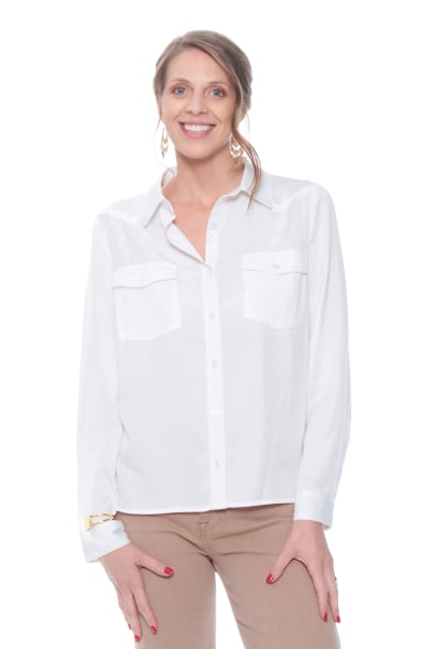 BLUSA LYOCELL ABOTONADA EN DELANTERO CON BOLSILLOS - 1