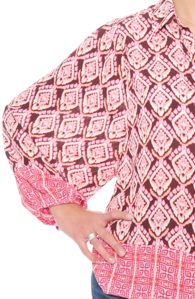 BLUSA MANGA LARGA ESTAMPADA ABOTONADA EN DELANTERO - 2
