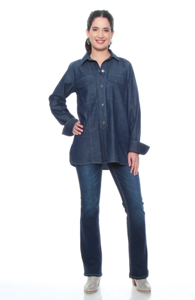 BLUSA  LYOCELL ABOTONADA EN DELANTERO CON BOLSILLO - 4